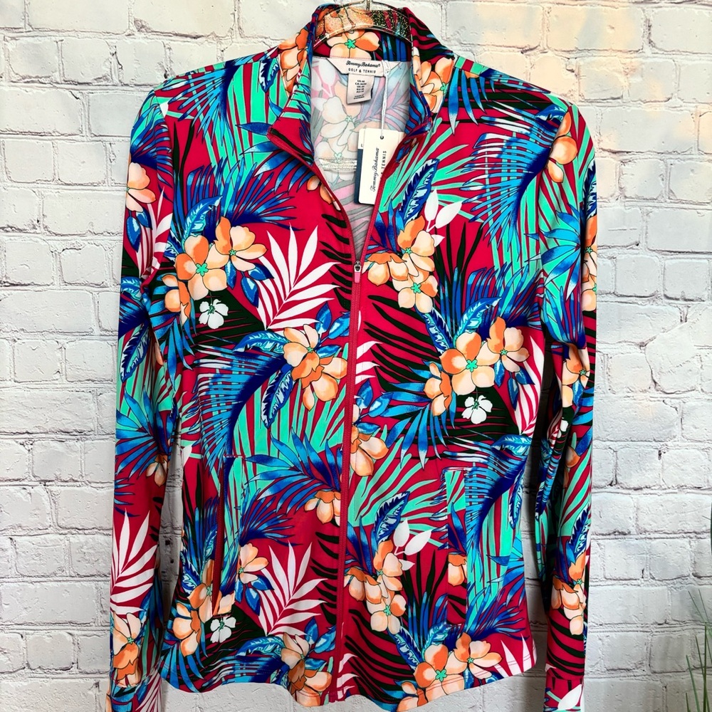 TOMMY BAHAMA Golf & Tennis Zippered Tropical Print Fitted Jacket--NWT--M - Picture 5 of 16